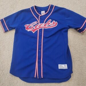 True Fan MLB Chicago Cubs Button Front Baseball Jersey size‎ Large Blue
